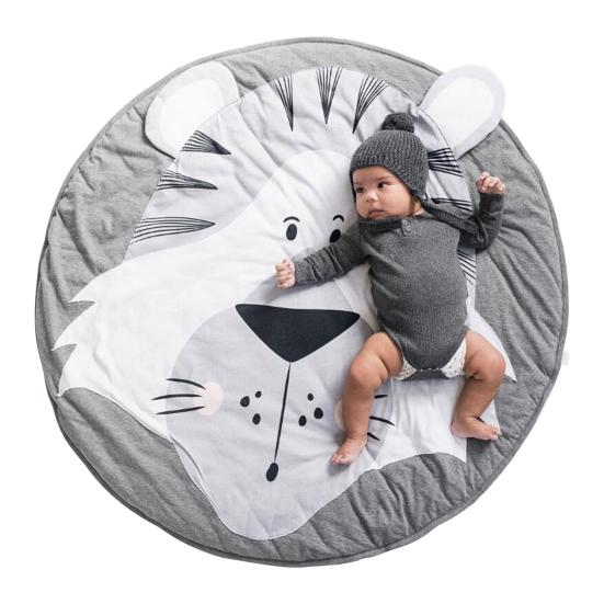 Детский игровой коврик из мягкого материала, коврик для ползания для малышей, круглый дизайн, коврик для занятий для младенцев с рисунком животных, коврик для ползания для младенцев