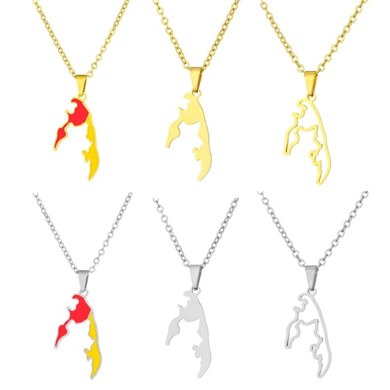 Подвеска-ожерелье Тамил Илам из нержавеющей стали Геометрический кулон-карта Ожерелья Украшения для шеи Модные украшения для женщин и мужчин