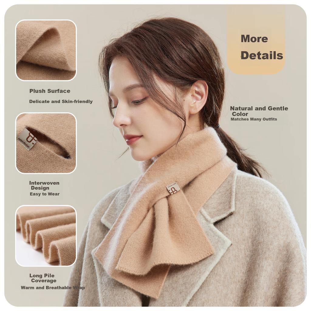 JIUMU 100% Cashmere Small Scarf for Women Autumn Winter Warm Neck Warmer Gift Box for Girls and Moms Birthday Present