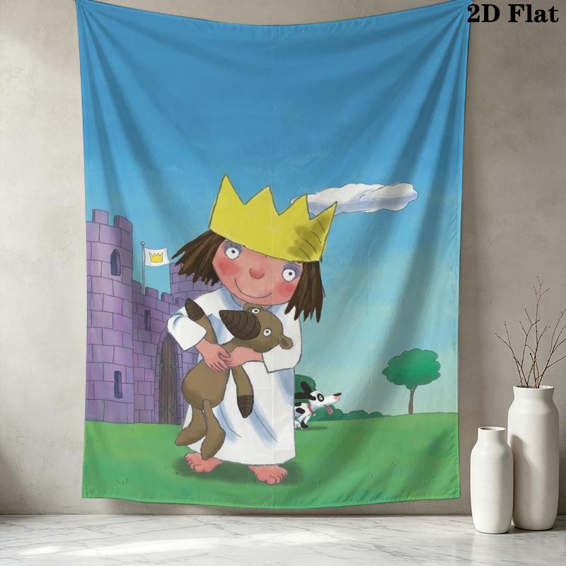Kleine Prinzessin Pattern Wall Tapestry Aesthetic Wall Hanging Printed Fabric Blanket Decorative Tapestries for Bedroom Living Room Home Decor