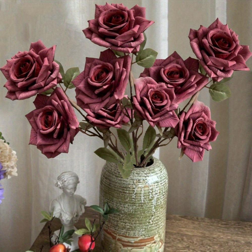 6 шт. искусственных цветов розы цвета мокко, реалистичный стебель, искусственная шелковая роза, 67 см, букет для самостоятельного оформления свадьбы, домашнего декора, центрального украшения отеля, Дня святого Валентина, Дня матери