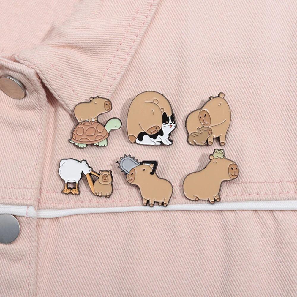 Turtle Capybara Brooch Cute Animals Pins Lightweight Cartoon Enamel Pins  Girl