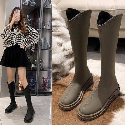 2025 новые матовые рыцарские сапоги женские толстые сапоги толстые сапоги мм высокие сапоги толстые девушки женские сапоги большого размера