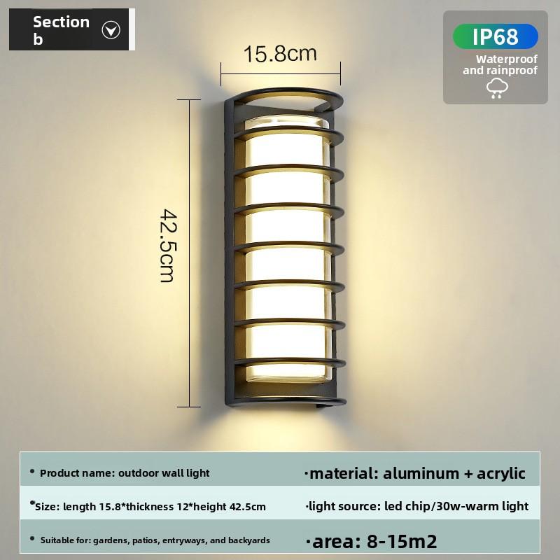 Modern Waterproof LED Wall Lamp with Aluminum Source IP65 Rating for Outdoor Corridor Balcony Villa Garden Wall-Mounted Lighting