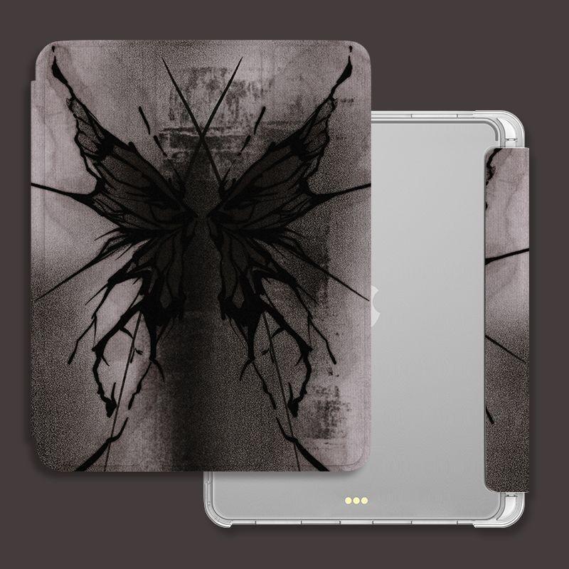 New High Quality Dark Butterfly Pattern Tri-fold Style TPU Tablet Case for iPad Air5 Air4 10.9 Mini6 8.3 Mini4/5 7.9 with Pencil Holder