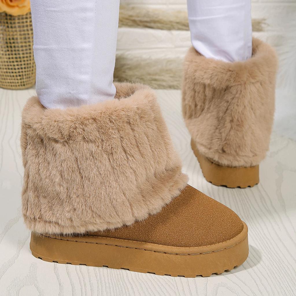 Обувь для женщин зимние женские сапоги черные с круглым носком из цельного флоксового плюша теплые на среднем каблуке водонепроницаемые повседневные зимние сапоги для женщин