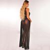Women Mesh Sheer Bikini Cover Up Elegant Transparent Plus Size Corseted Maxi Dress with Split Beach Dress Swimwear Beachwear