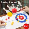 2 In 1 Table Bowling Game Mini Curling Set Perfect for Family Fun and Parties Portable Mini Tabletop Games for Kids and Adults