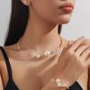 Elegant Pearl & Rhinestone Choker, Bracelet, and Necklace Set for Weddings & Evenings