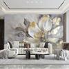 3d Modern Wall Mural Light Luxury Gold Leaf Flower Murals Sofa Living Room Bedroom Wallpaper