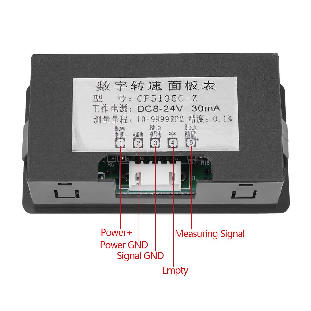 4 Digital LED Tachometer RPM Speed Meter Hall Proximity Sensor NPN(Red)