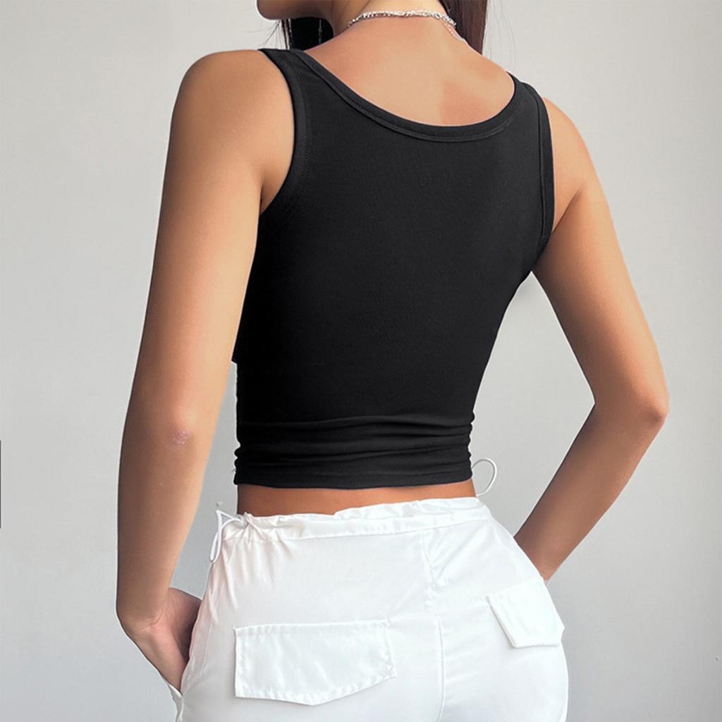 Весенне-летняя модная женская темпераментная тонкая однотонная майка-топ