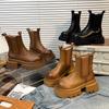 Thick Soled Black Chelsea Short Boots with Sleeves British Style Martin Boots Women's Shoes New Mid Pipe Chimney Boots