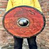 45.72 Cm  Medieval Dragon Battle Worn Viking Shield, Wooden Valhalla Viking Round Shield Gift For Men, Norse Cosplay Costume Shield Halloween Gift