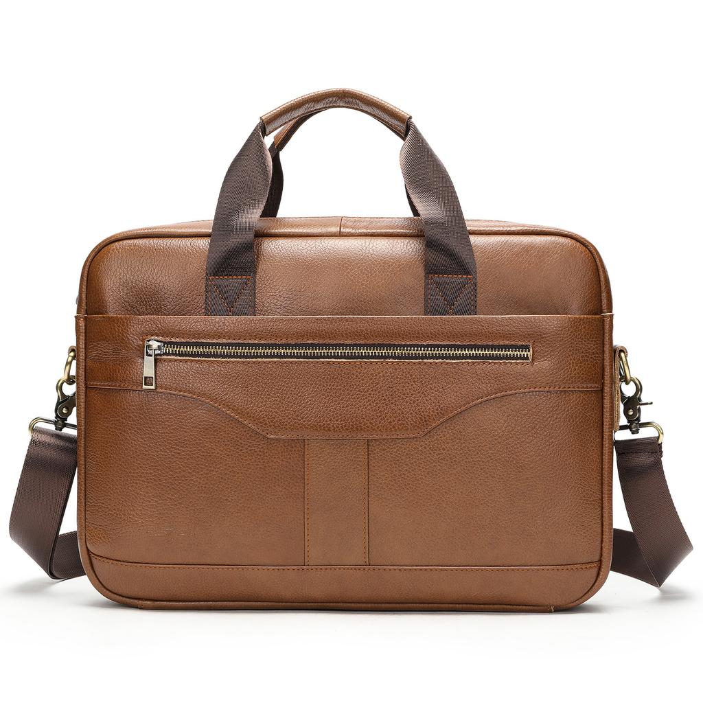 Men's Genuine Leather Briefcase Business Crossbody Bag Vintage Head Layer Cowhide Laptop Bag