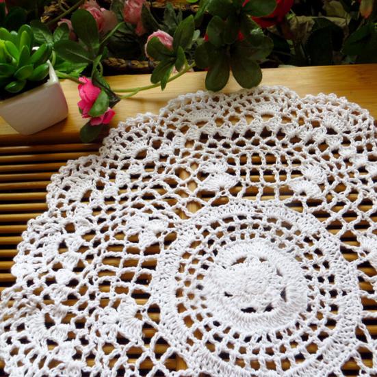 Cup Coaster Non-Slip Odor-Free Cotton Lace Handmade Round Table Placemat for Restaurant