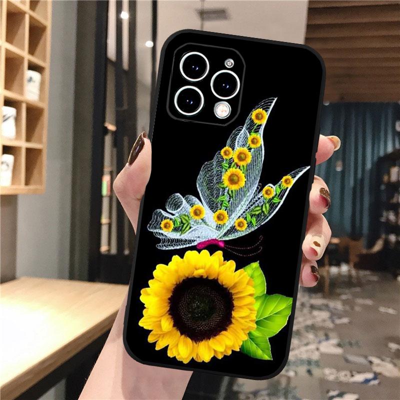 Чехол для телефона Sunflower Butterfly для iPhone 15 14 Pro Max 13 12 11 Pro Max XSMax XR 12 13 mini 14 Plus Shell