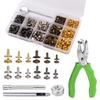 Fenrry Leather Snap Fasteners Kit Metal Button Snaps Press Studs with Installation Tools and Storage Box 480 Sets Punching Tools