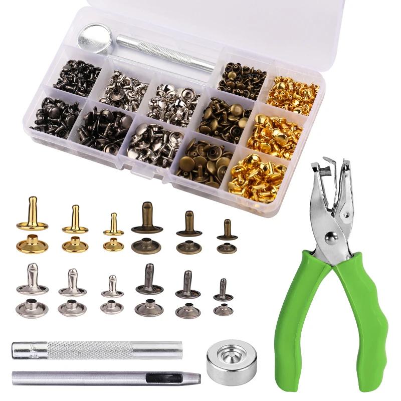 Fenrry Leather Snap Fasteners Kit Metal Button Snaps Press Studs with Installation Tools and Storage Box 480 Sets Punching Tools