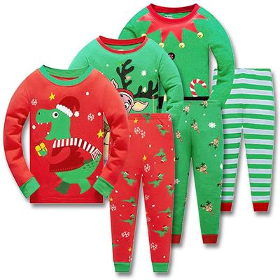 Рождественский Санта-Клаус, олень, динозавр, детская рубашка и брюки, пижамный комплект из 2 предметов для 2-7 лет