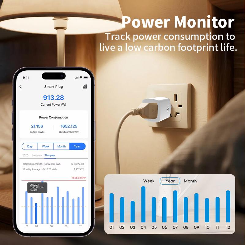 HIMOJO Tuya WIFI + Bluetooth Smart Socket FR Plug Smart Life App Timer Goolge Alexa Voice Control Power Monitor Switch Outlets