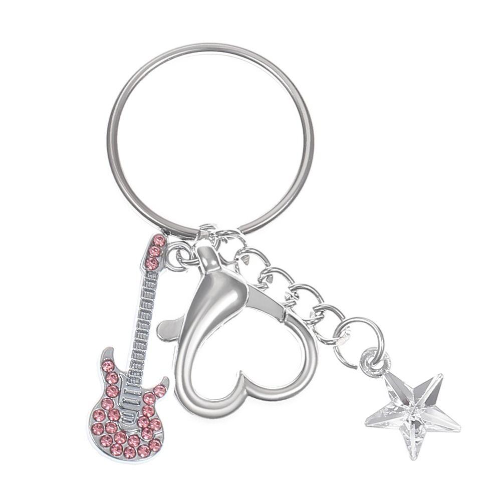Guitar Guitar Keyring Star Musical Instrument Keychain Guitar Key Chain Musician Jewelry Gift