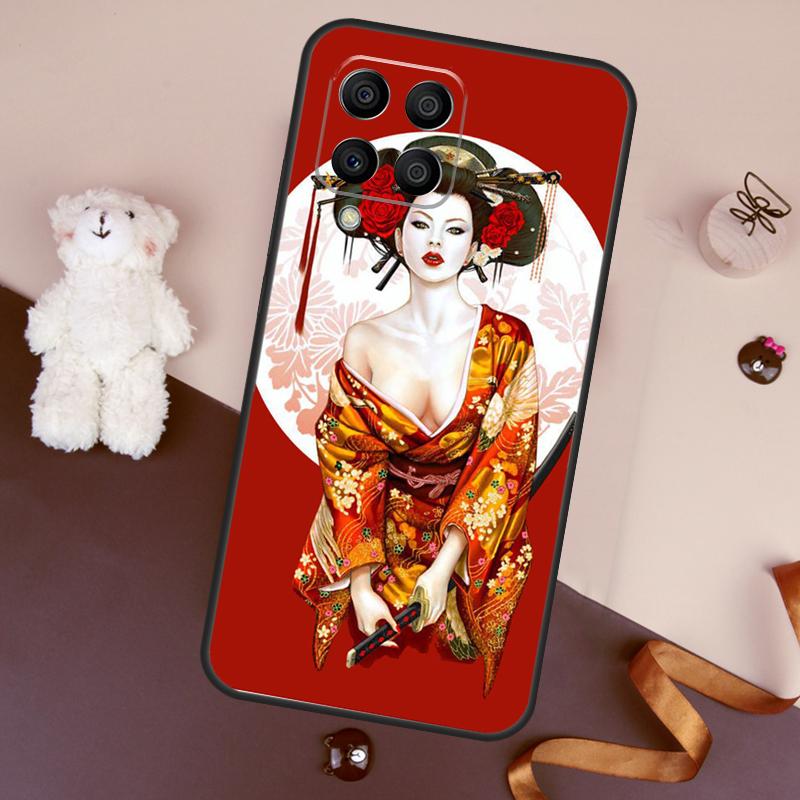 Японский чехол-гейша для Samsung Galaxy M32 M52 M14 M54 M13 M33 M53 M56 M36 M16 M31 M11 M12 M35 M55 M15 M06