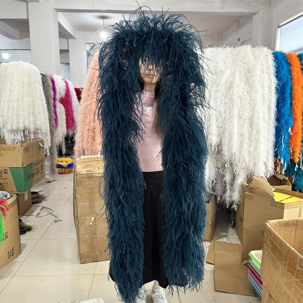 DIY 1 3 6 10 20Ply Natural Ostrich Feathers Boa 2 Meter Fluffy Ostrich feather Shawl for Wedding Party Dress Sewing Decoration Scarf