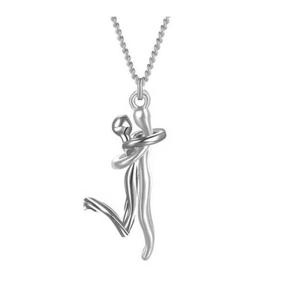 Парная подвеска-ожерелье "Объятия" 3D Подвеска "Обнимающаяся пара" Романтическое ожерелье о любви Подарок на День святого Валентина Годовщину для него для нее