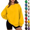 Women's Casual Fashion Long Sleeve Solid Color Round Neck Sweatshirt Top
