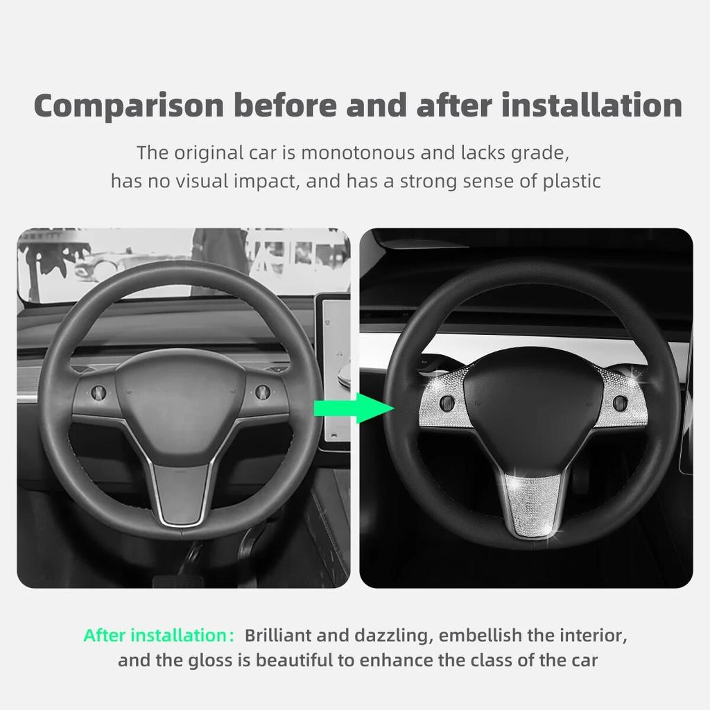 Для Tesla Model 3 ModelY Роскошная Алмазная нашивка Автомобильный руль Центральный контрольный держатель для чашки Воздуховыпускное отверстие Внутренняя наклейка