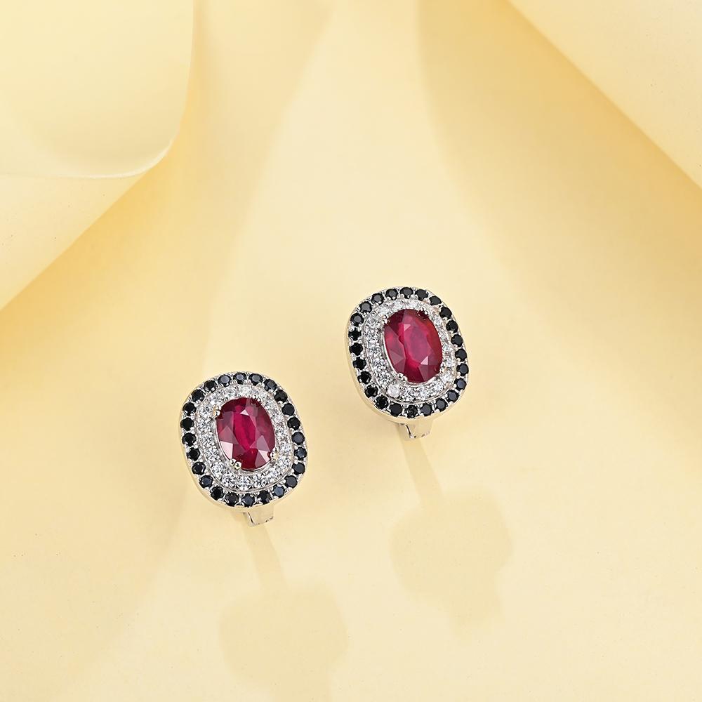 925 Sterling Silver Light Luxury Fashion Natural Filled Ruby Earrings for Women's & Lady Fine Jewelry Birthday Party Gift