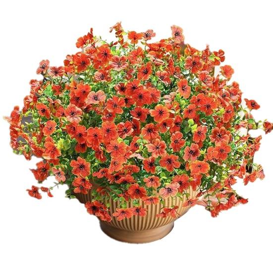 12 пучков искусственных цветов для улицы, разноцветная ипомея с эвкалиптом, устойчивый к УФ-излучению искусственный шелковый цветок для весны и лета, для дома, кашпо, крыльца