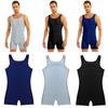 Men's One Piece Boxer Shorts Rompers Modified Wrestling Singlet Bodysuit Workout Sports Leotard