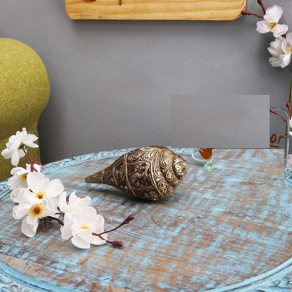 Ганеша резьба латунный Шанкх выставочный образец, привлекательная латунная раковина для храма/дома, Шанкх для предметов декора,