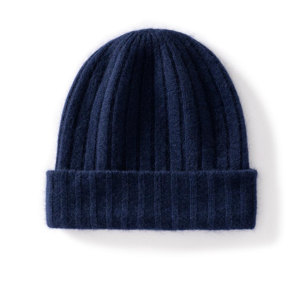 Cashmere hat women's autumn and winter versatile double-layer thickened warm knitted wool ear protection hat men's pit strip first-line hat winter