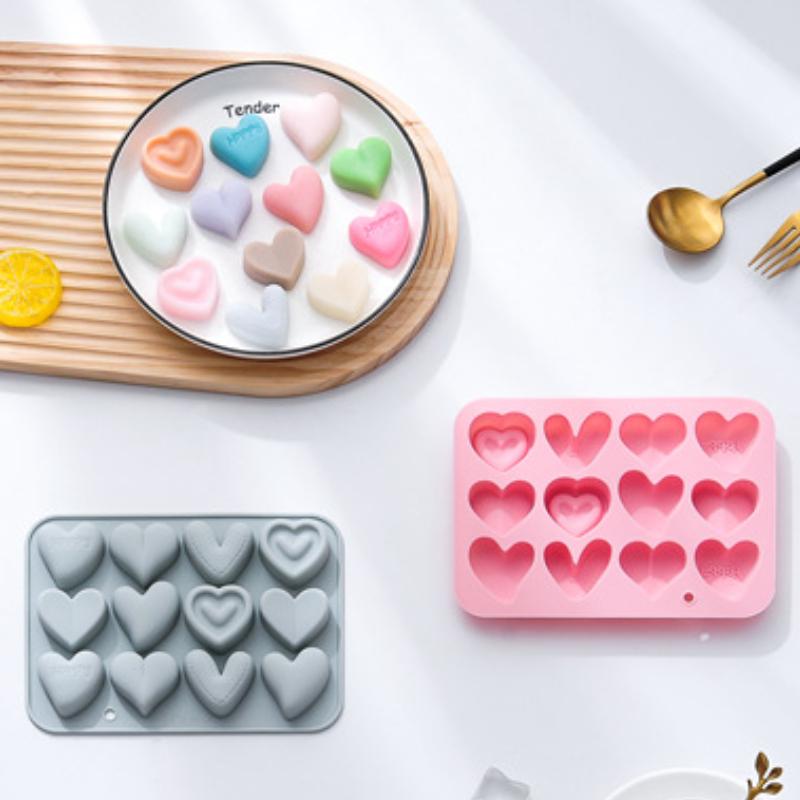 Porous Love Silicone Chocolate Baking Mold Heart Candy Jelly Ice Mould Cake Decor Soap Candle Making Tool Valentine's Day Gifts
