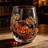 Ghost Whiskey Glass Halloween Glass, Black Cat Spider Net Skull Tumbler for Durable Coffee Mug Cocktail, 350ml Spooky Drinkware Home Bar, Festive