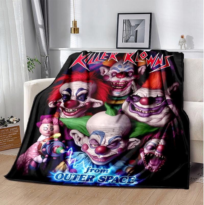 Horror Clown Circus Flannel Blanket Soft Warm All-Season Throw, Design for Camping, Car Travel, Hiking Sofa, Bed, Office Perfect Gift for Parties