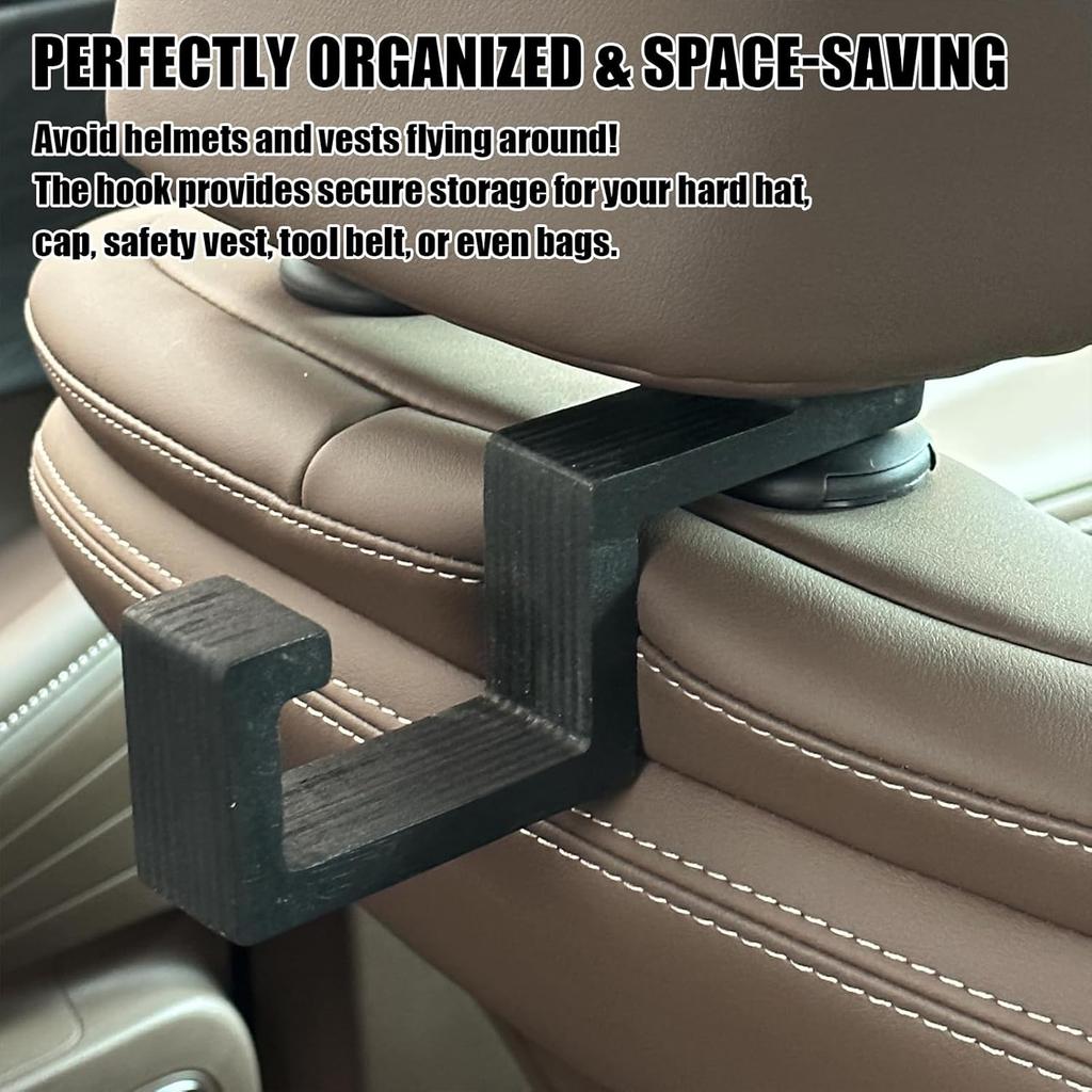 Hard Hat Holder For Truck Seat Bamboo Hard Hat Hook For Seatback, Headrest Hooks For Car, Portable Hard Hat Hanger, Holds Hard Hat And Vest With Ease