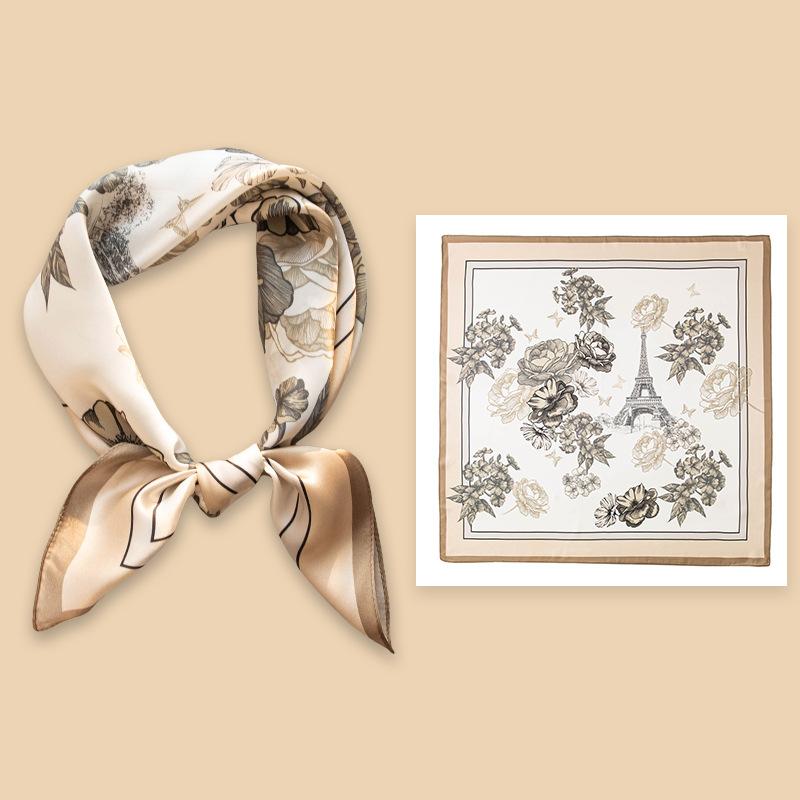 Literary Small Floral Summer 100% Mulberry Silk Shawl Age-reducing Fashion Neck Protection Professional Scarf