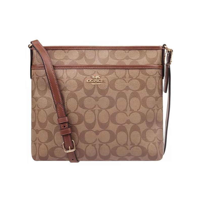 COACH File 26 Classic Presbyopic Print PVC Shoulder Bag Large Women's Brown