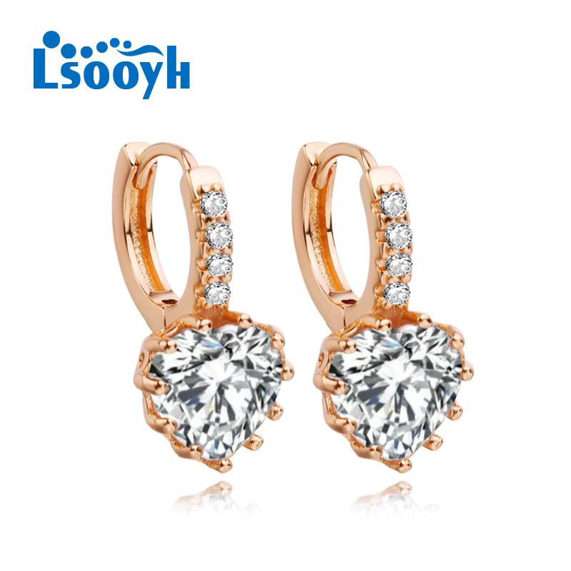 LSOOYH серьги-клипсы цвета розового золота, модные серьги для женщин, овальные серьги-гвоздики с кубическим цирконием, ювелирные изделия