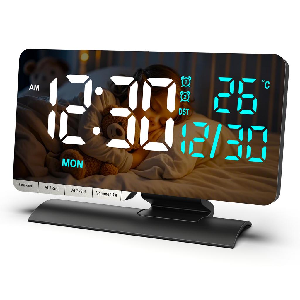 1011 New Perpetual Calendar Electronic Clock LED Daylight Saving Time Desktop Alarm Clock, Temperature Week Display Desk Clock