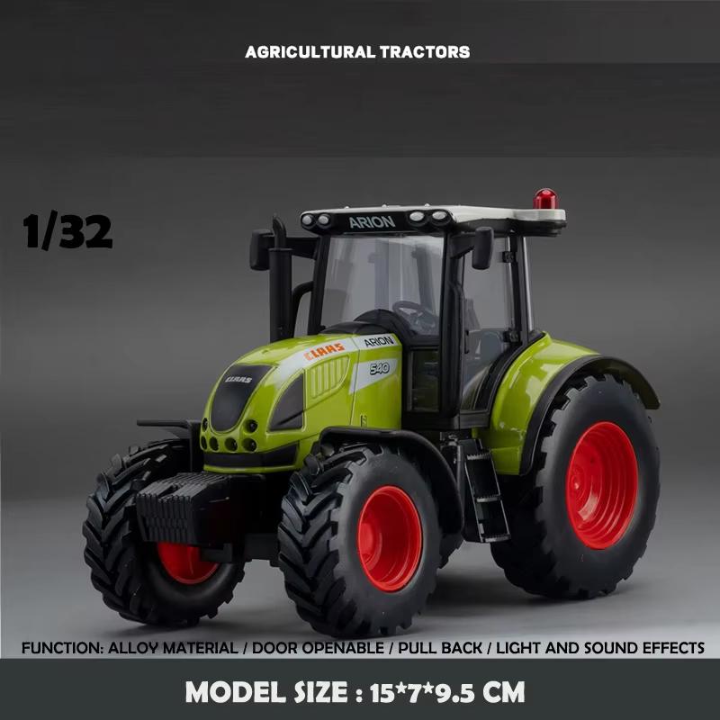 Новый литой металл 1:32 Сельскохозяйственные модели тракторов Звук и свет Дети Мальчики Игрушечные транспортные модели Коллекция миниатюрных автомобилей в подарок