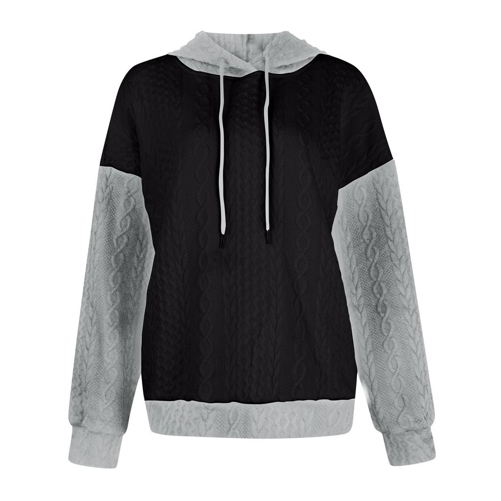 Women's Patchwork Fashion Comfortable Casual Hooded Long Sleeve Sweatshirt