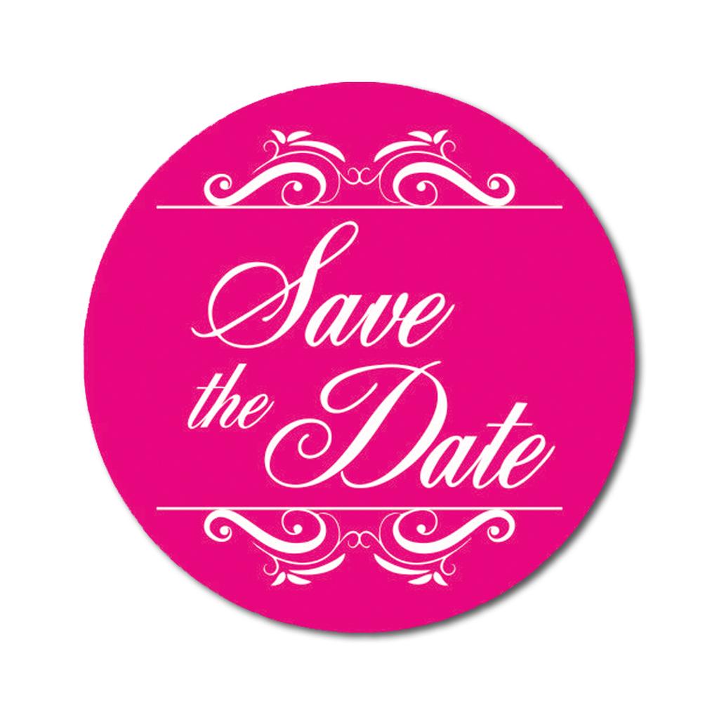 Darling Souvenir Round 1.6 Inches Swirl Border Pink Save The Date Stickers Wedding Envelope Seal-45