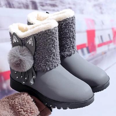 Модные женские зимние ботинки на плоской подошве с низким каблуком и бархатной подкладкой, женская обувь 2024 года, трендовые нескользящие женские зимние ботинки от дизайнера