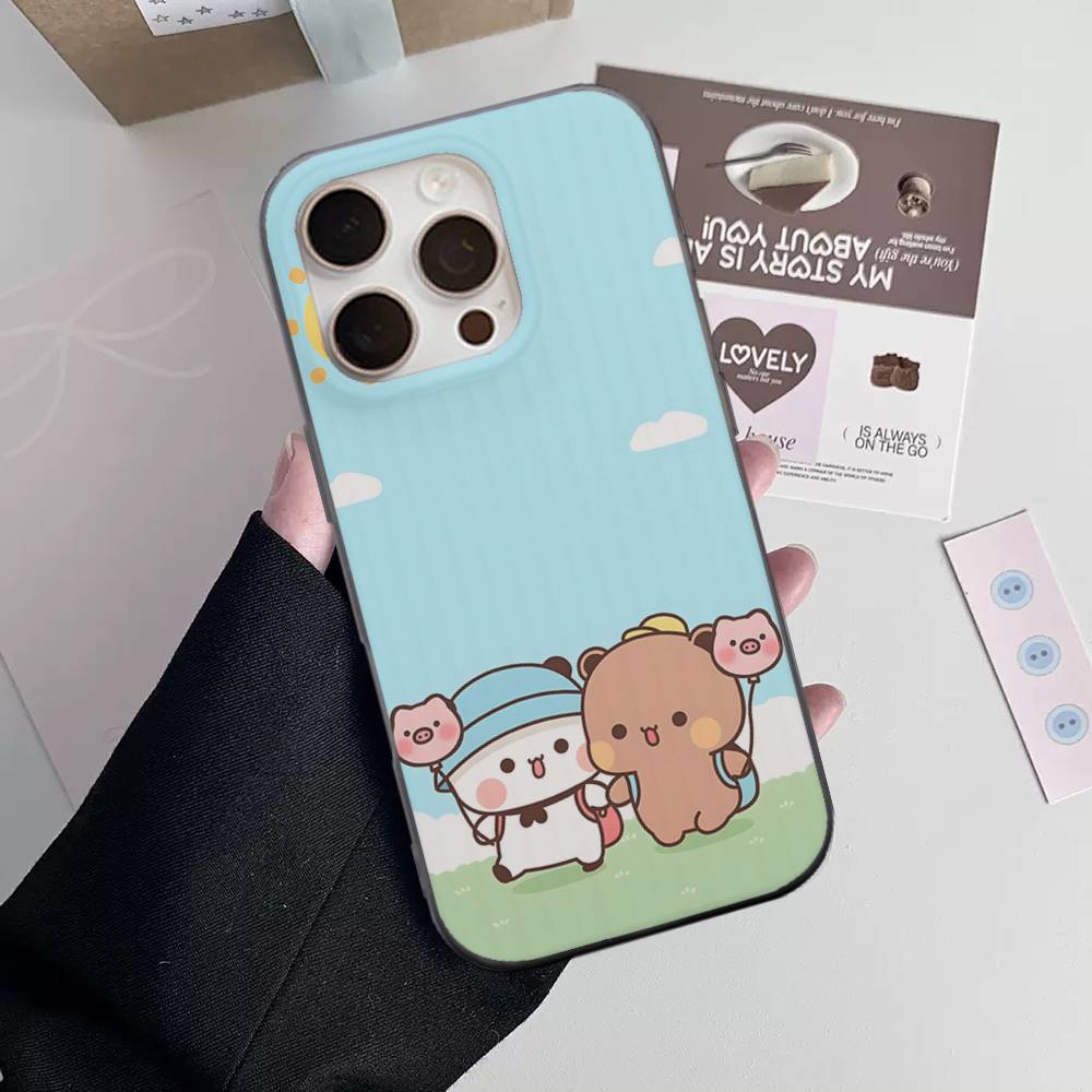 BUBU DUDU Cartoon For IPhone 17 16 15 11 12 13 14 Pro Max Plus Pro Corrugated Translucent Back Phone Cover