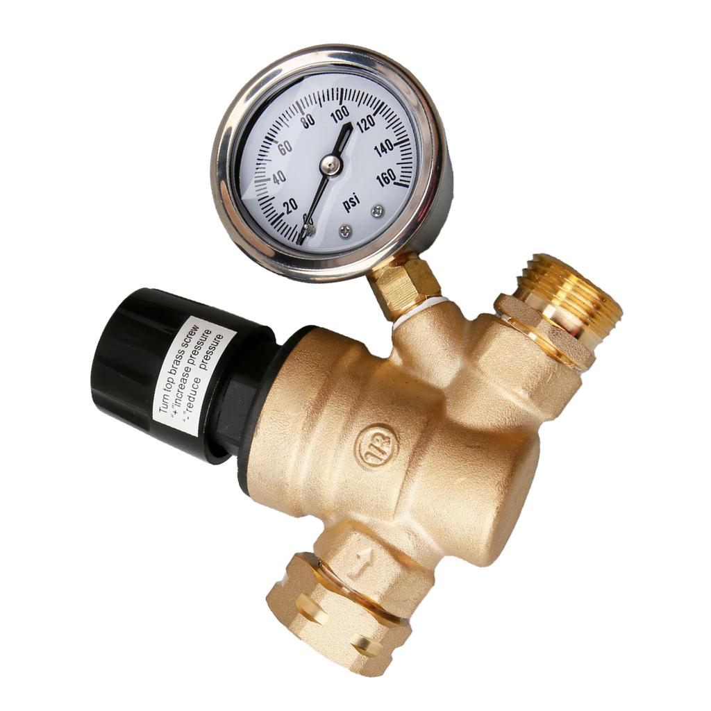 Регулятор давления воды 34 дюйма NH резьба латунный редукционный клапан с манометром для автофургона